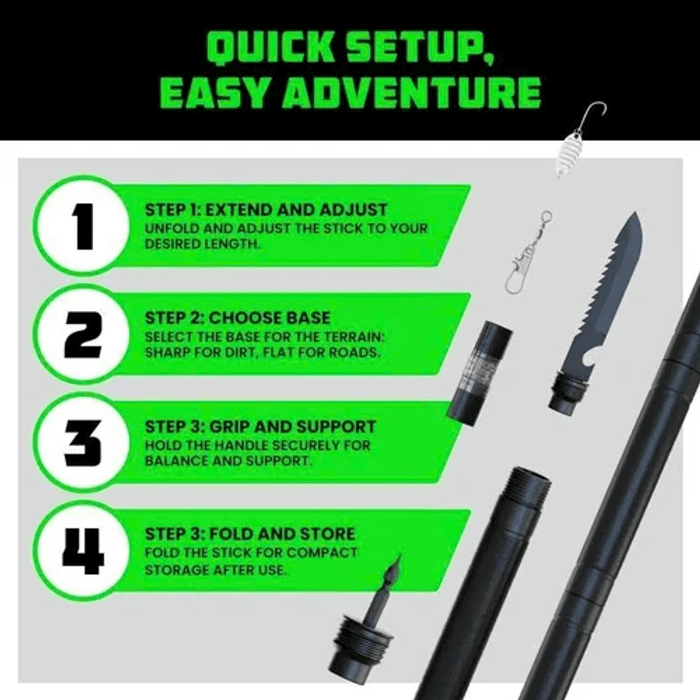 Tactical Hiking Stick w/ Integrated Survival Kit 4
