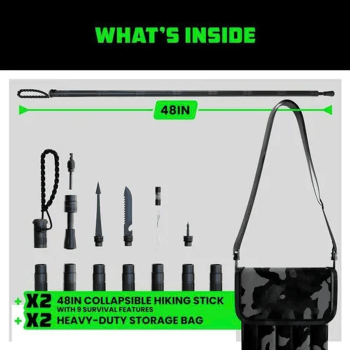 Tactical Hiking Stick w/ Integrated Survival Kit 7