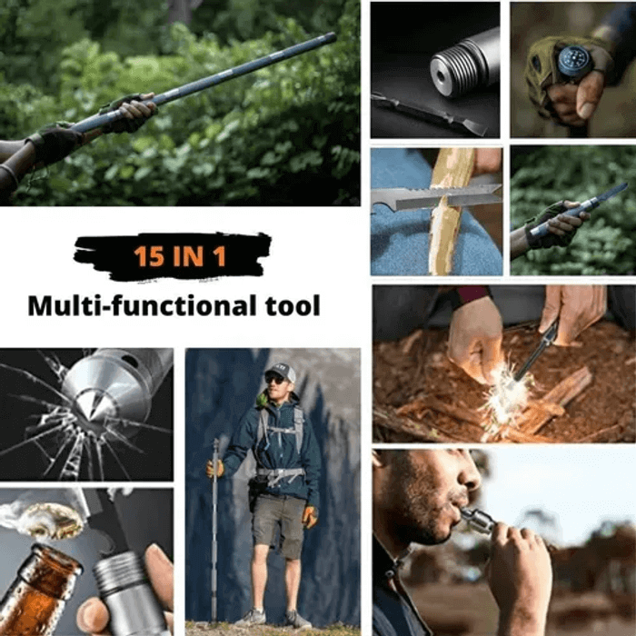 Tactical Hiking Stick w/ Integrated Survival Kit 8